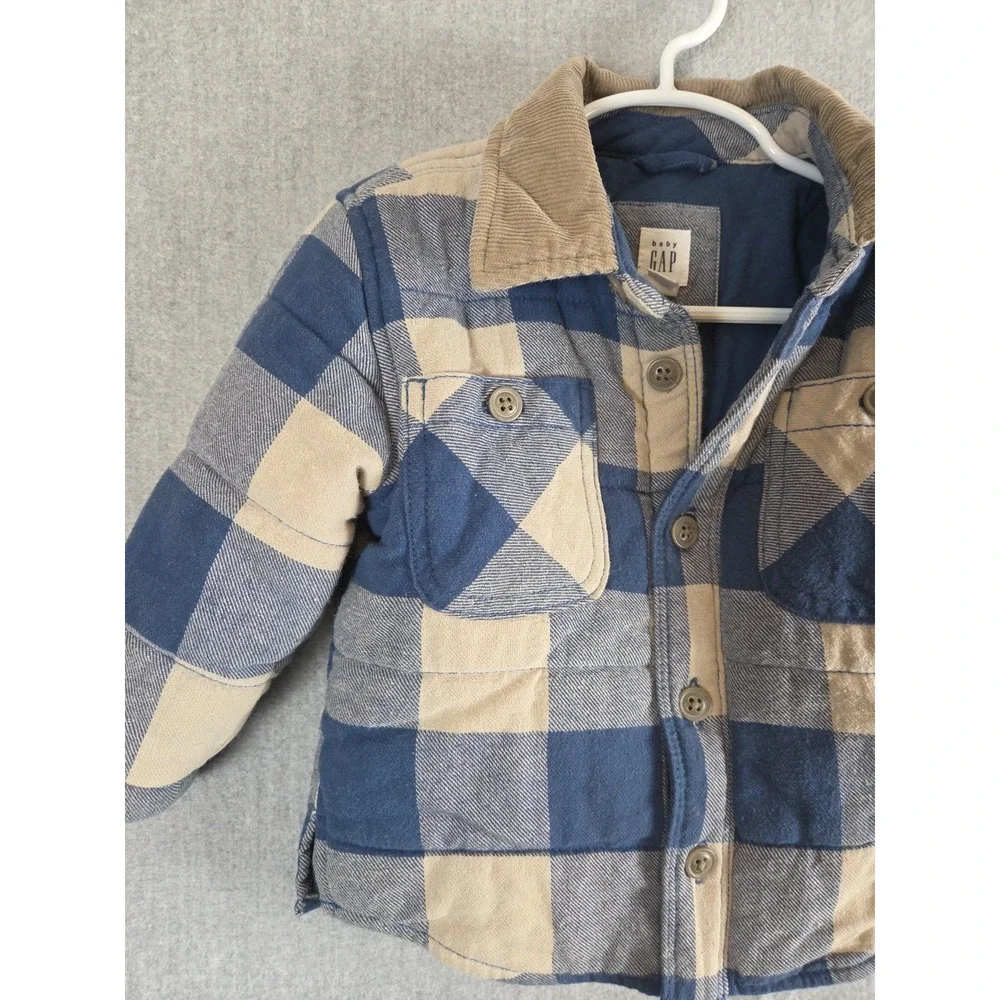 Baby Gap Boys 18-24 Mos Flannel Trucker Chore Jacket Quilted Corduroy Collar Y2K